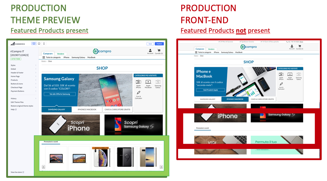 Issue Difference between preview and front-end